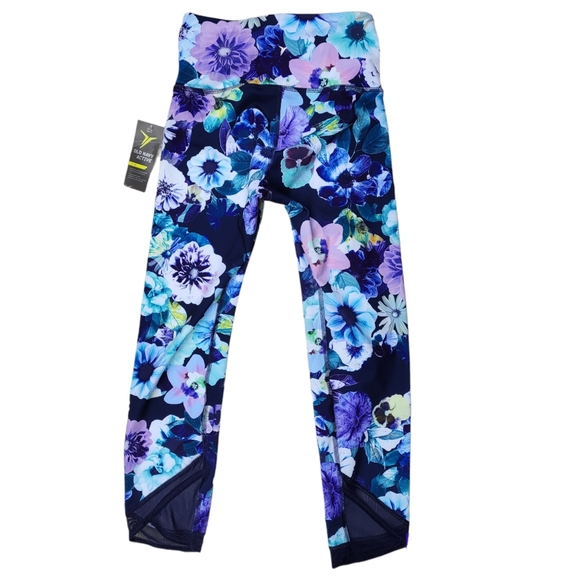 Old Navy Active Go Dry Cropped Compression Leggings Blue Floral Print Women's XS - Picture 4 of 9
